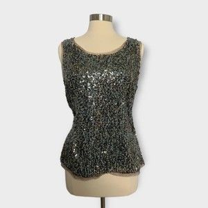 INC International Concepts Size L Gray Sequin Camisole